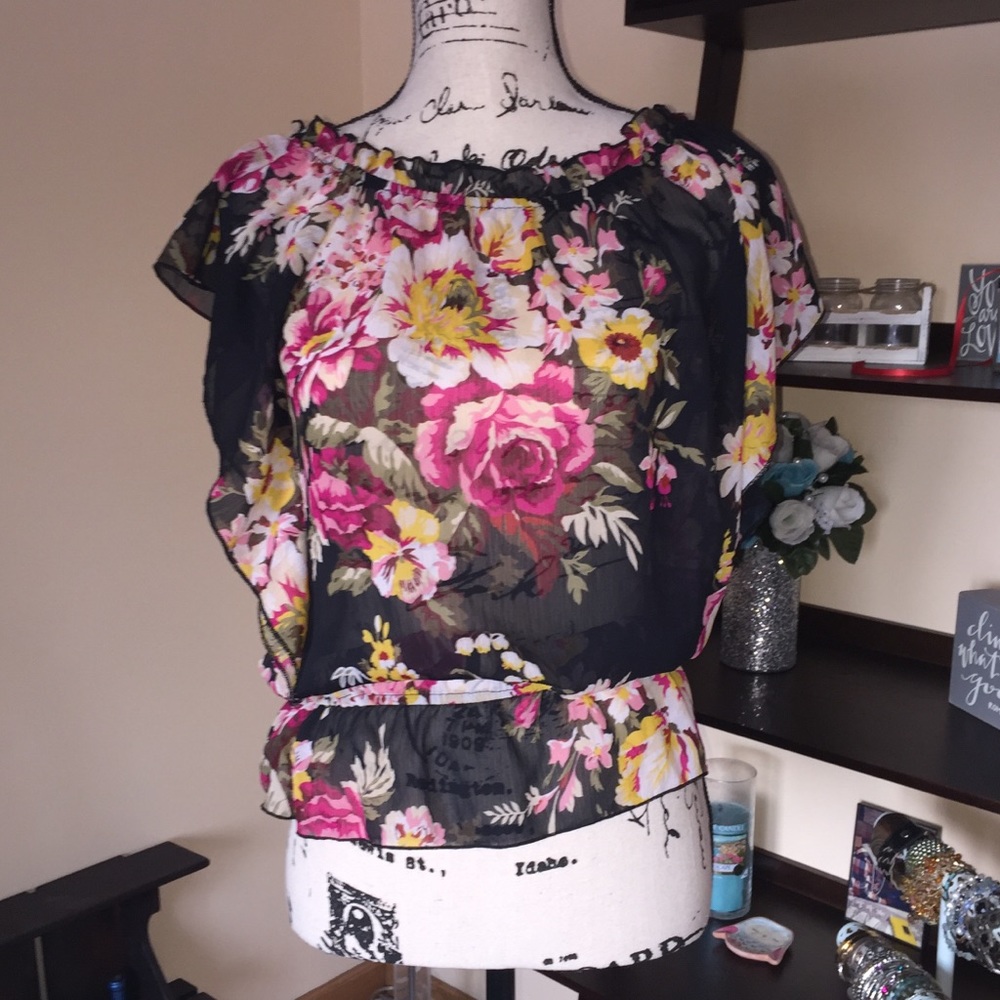 Flowered Blouse See Through